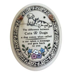 The Difference Between Cats & Dogs Trinity Pottery  Oval Wall Hanging